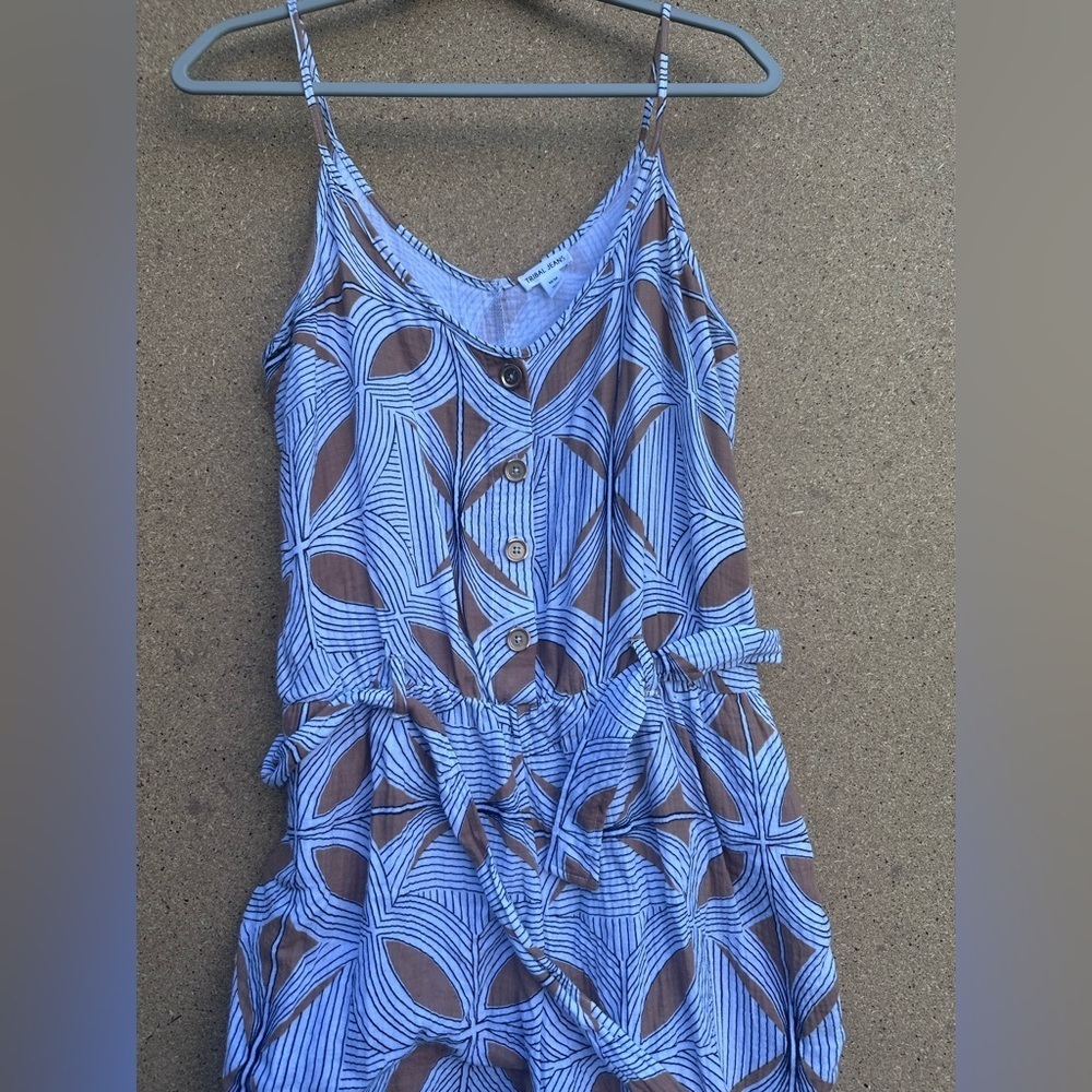 Tribal Jeans Striped Jumpsuit Romper Size Medium Tie Waist